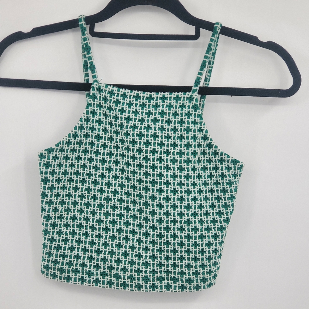 ♤♤ TopShop Green Sleeveless Fitted Crop Tank Top Size 0